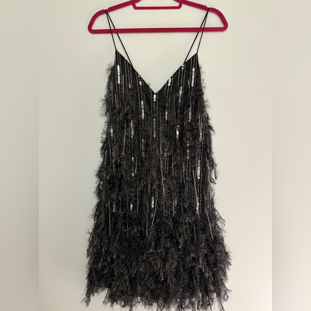ASOS Edition Feather/Beads/Sequined Cocktail Dress in Gray US6 UK10